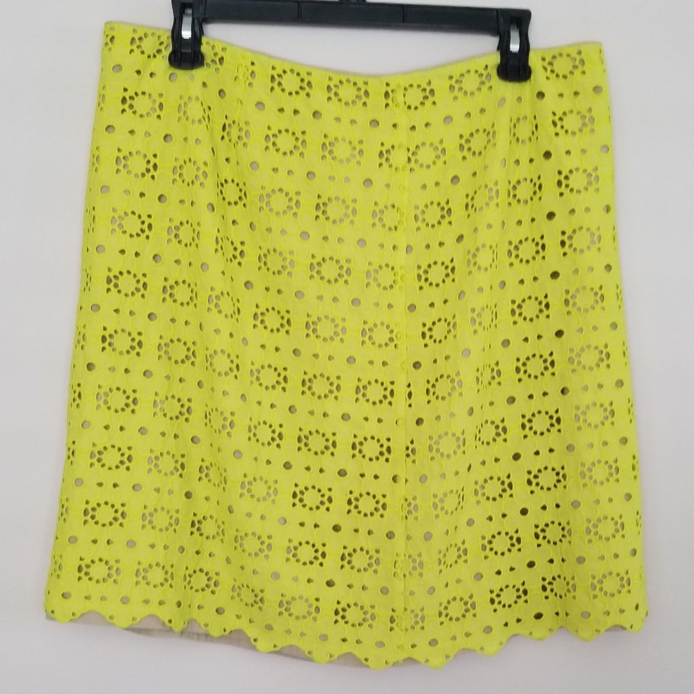 J.Crew Lime Kiwi Green Eyelet Skirt